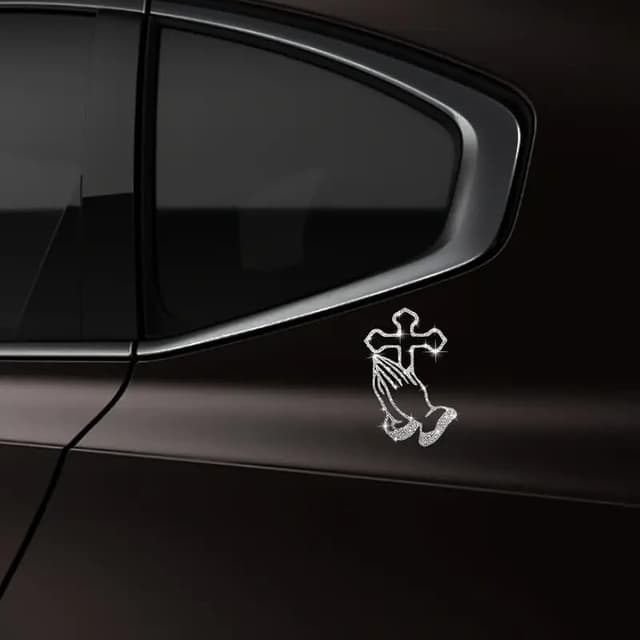 Detalle 2 de Sparkling Praying Hands Cross decal 2pcs