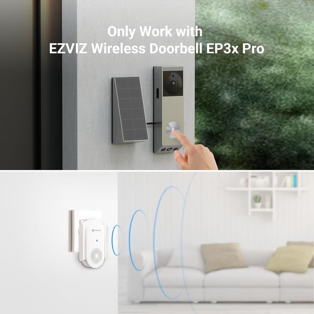 Detalle de EZVIZ Wi‑Fi Chime Indoor CH1 – Plug‑in audible doorbell chime with adjustable 0–72 dB volume, 20 ringtones and app control