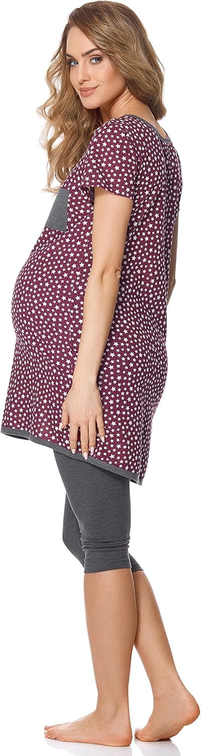 Detalle de Bellivalini Damen Umstands-Pyjama mit Stillfunktion BLV50-126 (Pyjama & Stillzugang)