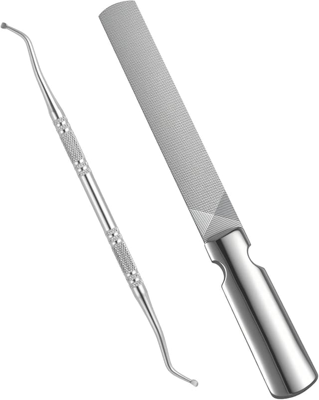 Detalle de AUYAO Kit per unghie incarnite ai piedi (2 pezzi) con lima in acciaio inox e scovolino riutilizzabile