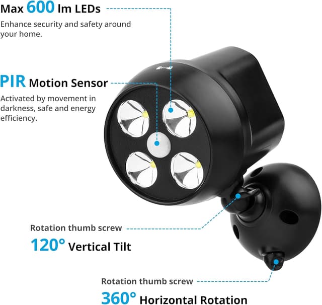 Thumbnail 5 de NICREW Battery Outdoor LED Security Light 2-pack