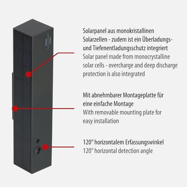 Detalle de Brennenstuhl Foco Solar LED SOL 1000 Cubus 🌞 Sensor Movimiento, IP54
