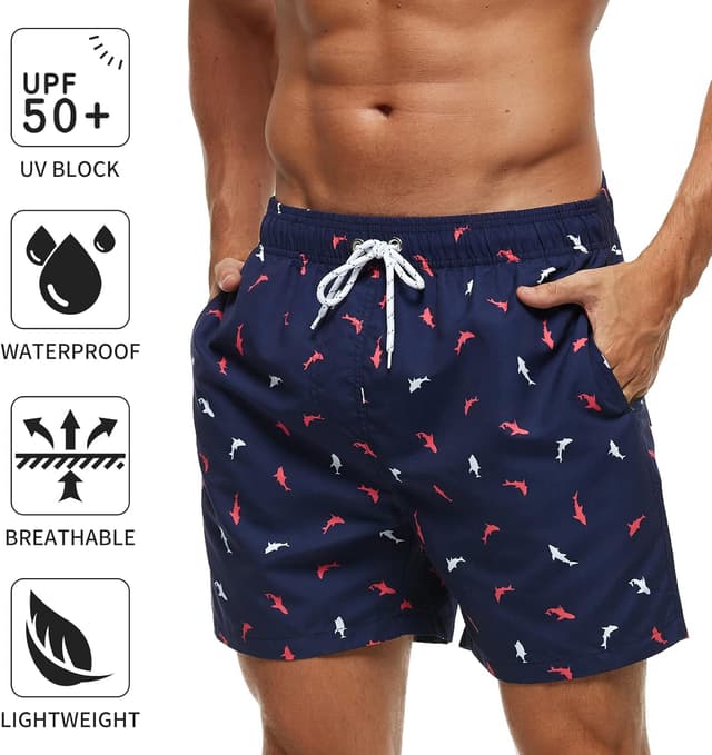 Detalle de Aisprts Costume Uomo da Mare traspirante ad asciugatura rapida con 3 tasche e coulisse