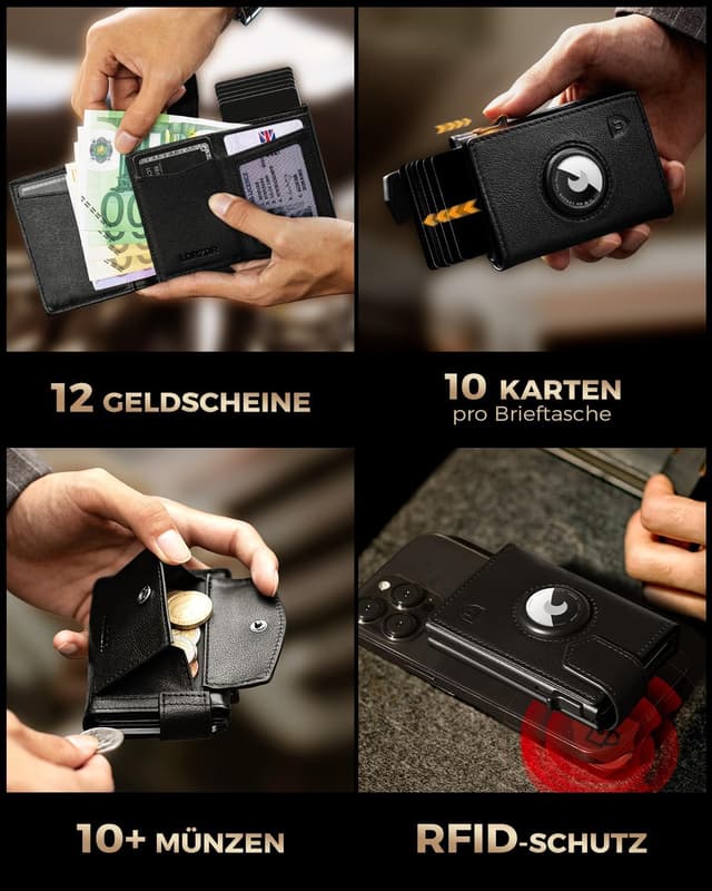 Detalle 2 de LORZOR AirTag Wallet mit RFID Schutz
