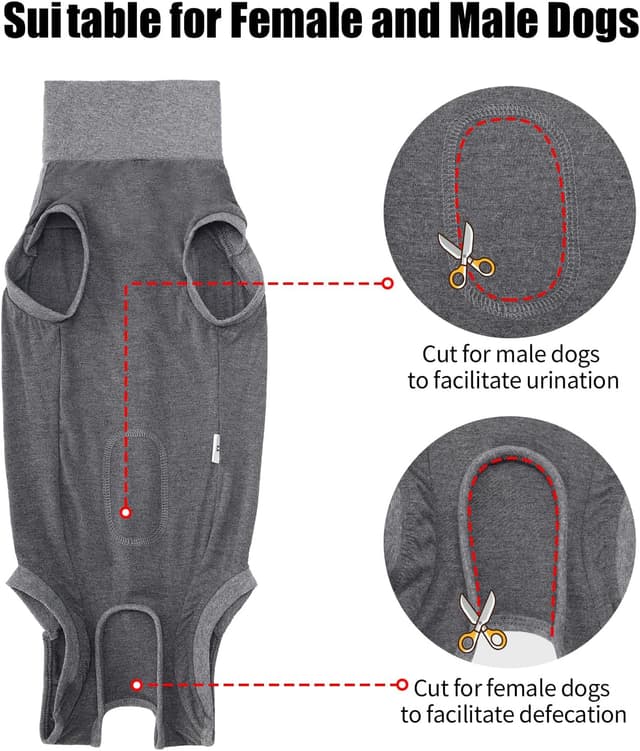 Detalle 2 de HEYWEAN Tuta post-operatoria per cani Cane: body chirurgico per maschi e femmine