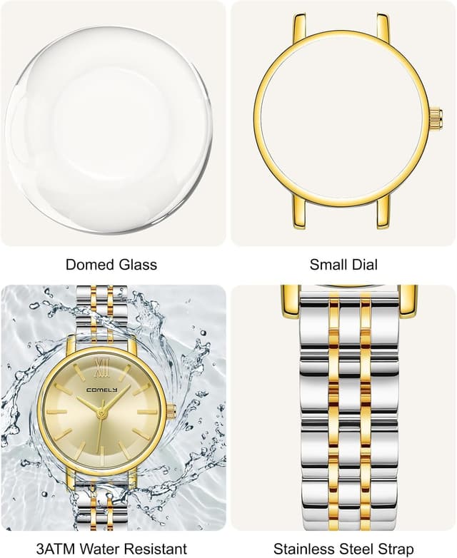 Thumbnail 6 de CIVO Damen-Uhr klein aus Edelstahl, Analog-Quarz (wasserdicht) – Klassiker für schmale Handgelenke