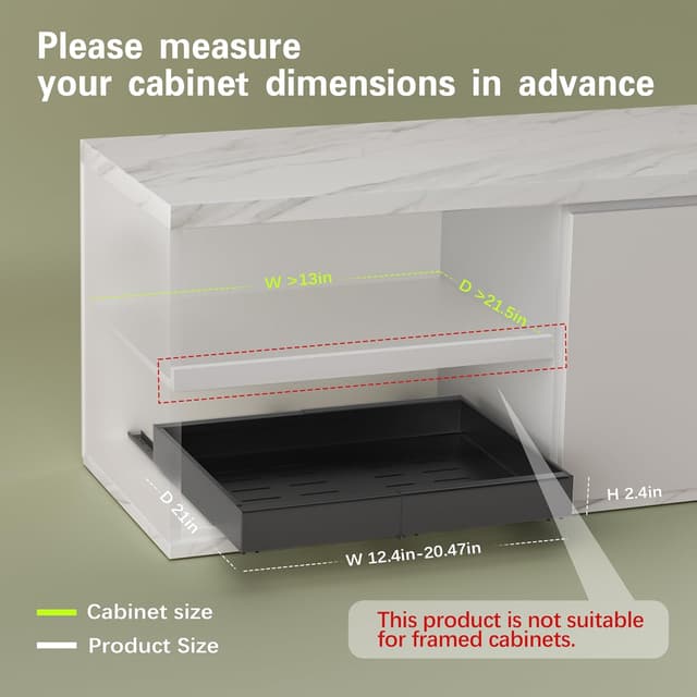 Detalle 2 de Seinloes 2 Pack Pull-Out Cabinet Organizer 21" Deep 〉 Cabinet Organizers 📦))
