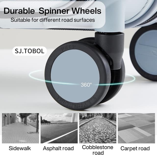 Detalle de Hanke 20 inch expandable cabin luggage hard shell case with laptop compartment, spinner wheels and combination lock (Grey)