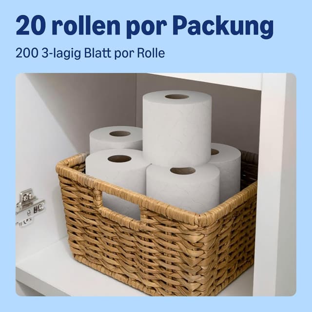 Detalle de by Amazon Classic Toilettenpapier 3-lagig, 20 Rollen (200 Blatt je Rolle) – FSC-zertifiziert