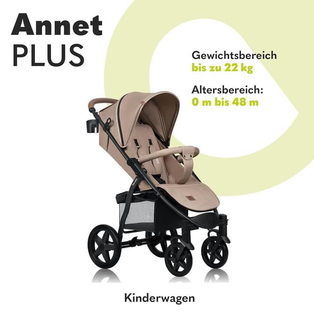Detalle 2 de Lionelo Annet Plus Buggy ab Geburt bis 22 kg mit flacher Liegefunktion und XXL-Verdeck