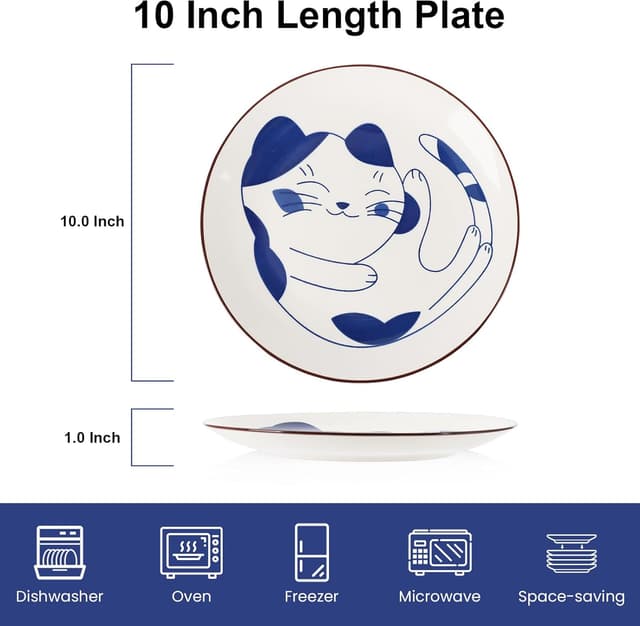 Detalle 2 de KitchenTour Large Ceramic Dinner Plates 10" set 🍽