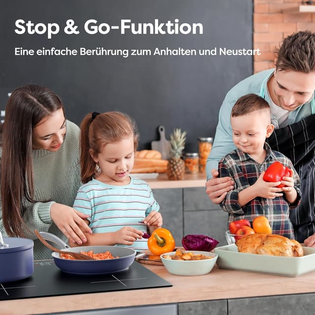 Detalle 2 de CIARRA CBBIH4B Induktionskochfeld 60 cm, 4 Zonen mit Power Booster & Touch-Bedienung