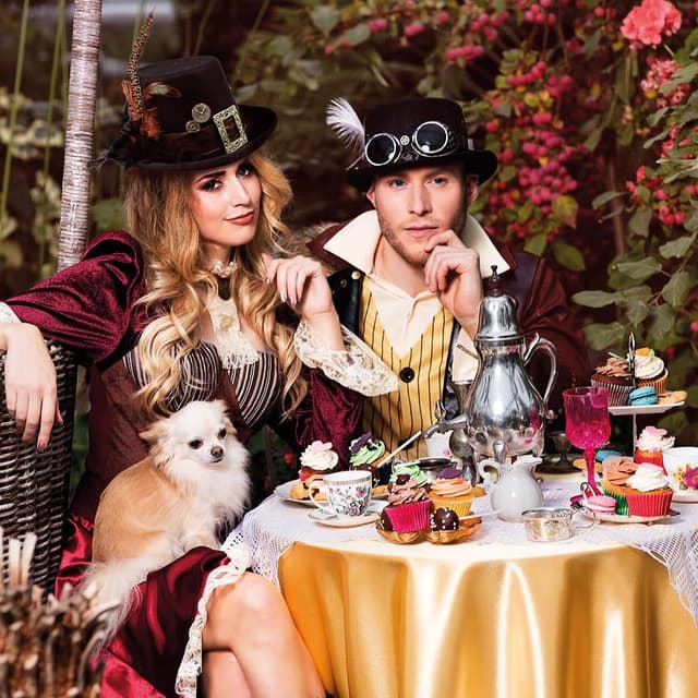 Detalle de Boland Steampunk-Plumepunk Hut mit Zahnrädern (Schwarz) – Accessoire für Kostüm, Mottoparty, Karneval & Halloween