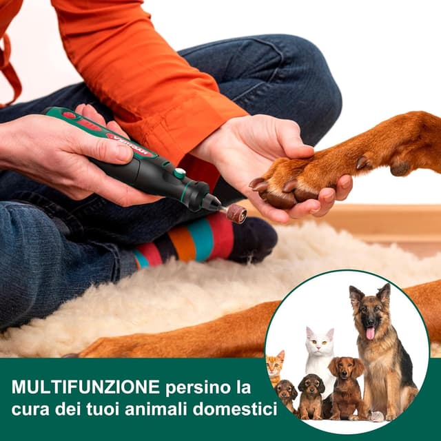 Detalle 2 de HYCHIKA Mini Trapano 3,6V con ricarica USB-C e 77 accessori per foratura, levigatura e incisione