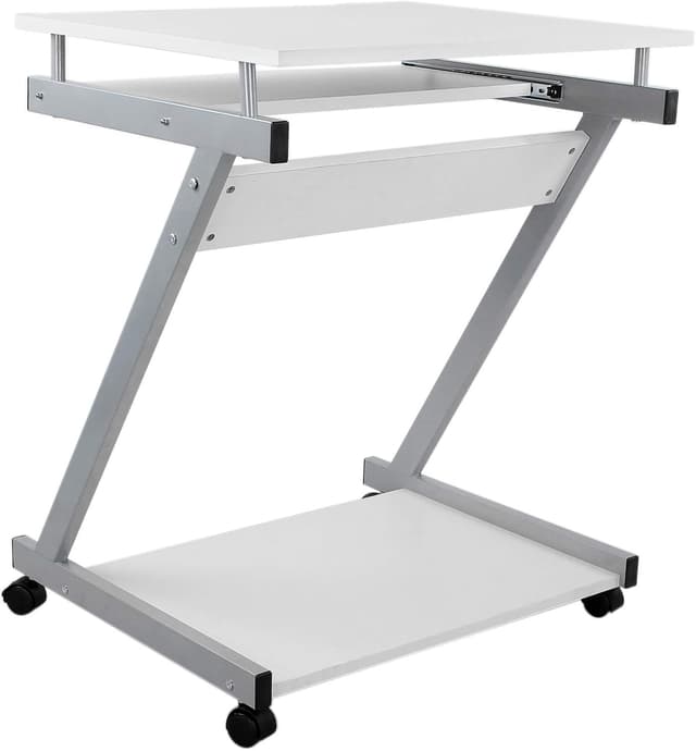 Detalle de VASAGLE Z-Form Schreibtisch LCD811W (weiß) mit 4 Rollen und Tastaturauszug