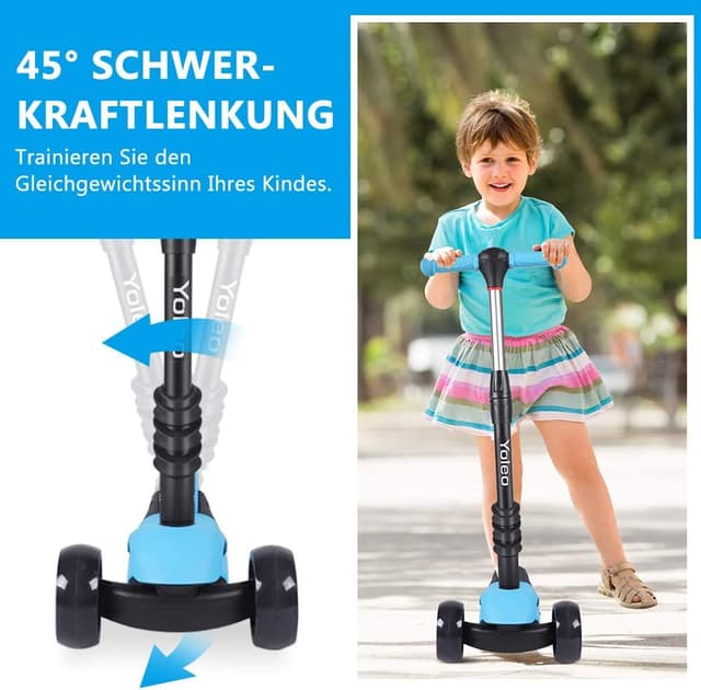 Detalle 1 de YOLEO Kinderroller 3-in-1 mit Sitz, Höhe 65–77 cm