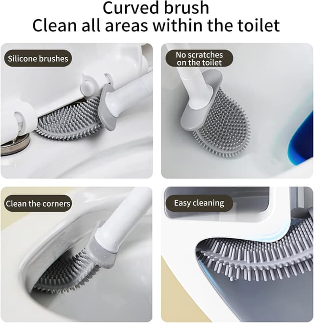 Thumbnail 3 de Escobilla de baño silicona doble con soporte Negro