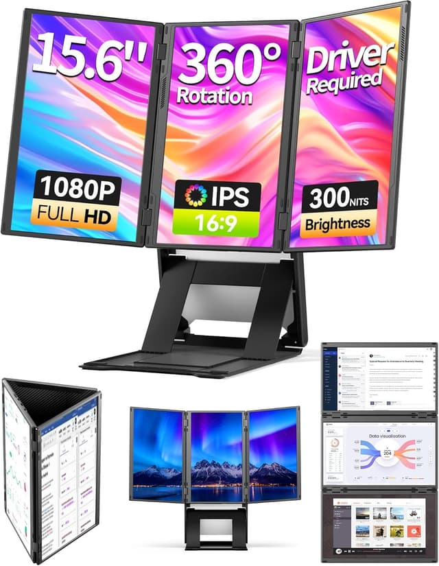 Detalle de Newwin Double Ecran PC Portable 15,6" FHD 1080p IPS (prolongateur) pour ordinateur portable et Mac