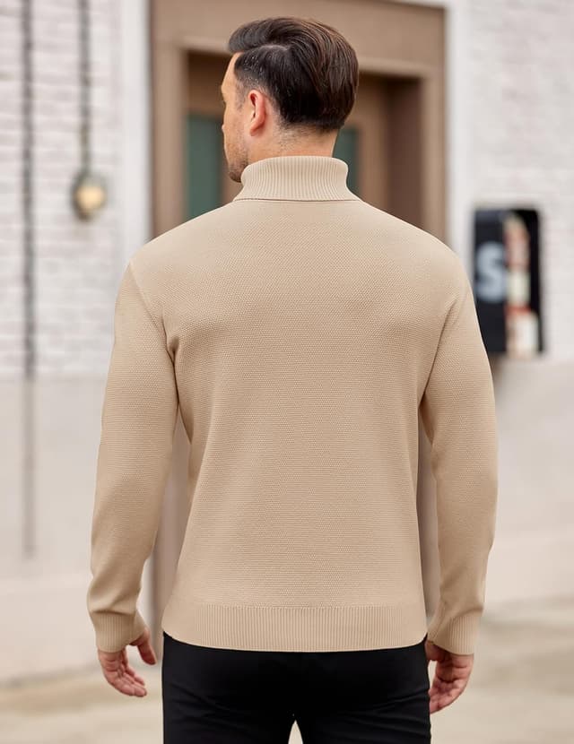 Detalle de COOFANDY pull col roulé homme en maille