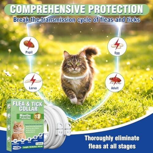 Detalle de Inpumo Collar Antiparasitario para Gatos antipulgas y garrapatas ajustable, impermeable y con aceites naturales (1 pack)