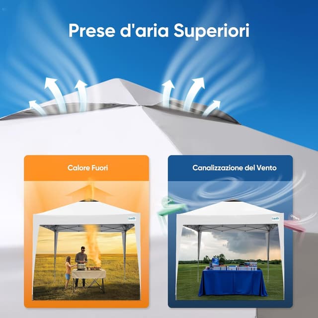 Detalle 2 de Quictent Gazebo pieghevole portatile 3x3 m con borsa 3 livelli – bianco