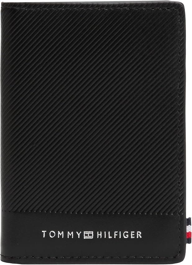Detalle de Tommy Hilfiger Cartera Foundation Bifold de piel, negra 👛