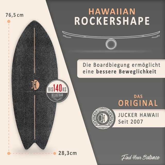 Detalle de JUCKER HAWAII Balance Board Ocean Rocker – Balanceboard mit Rocker Shape aus 100% Echtholz