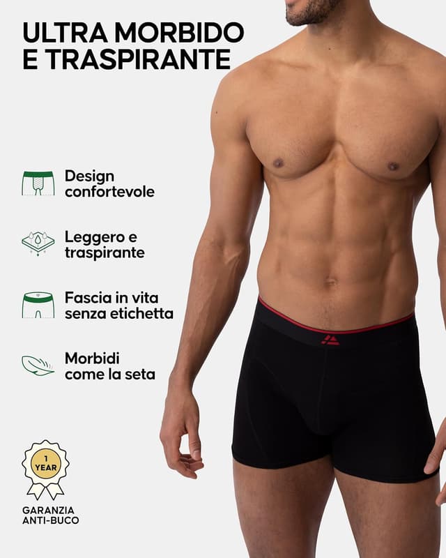 Detalle de DANISH ENDURANCE Boxer Uomo bambù Ultra Morbido 6 paia