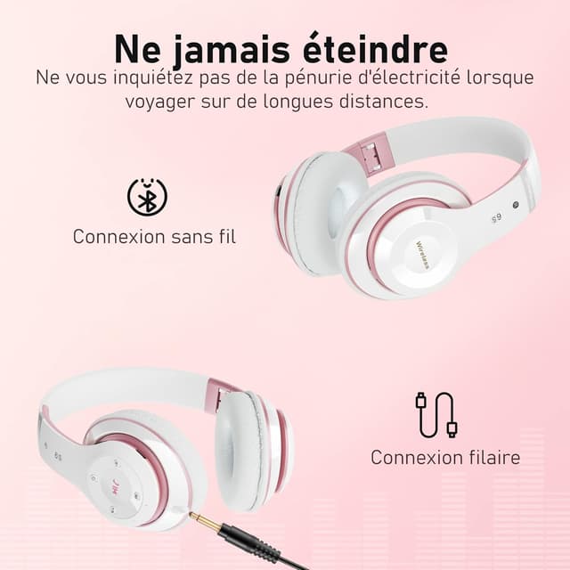 Detalle 2 de Lankey Sound Casque Bluetooth sans fil supra-auriculaire (6 modes, jusqu’à 65 heures) avec micro HD