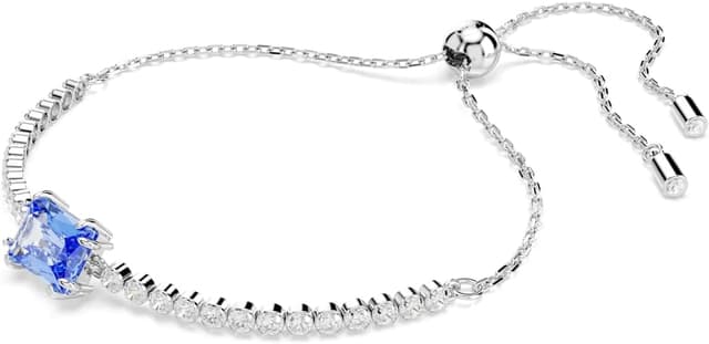 Detalle 2 de Swarovski Pulsera Matrix Tennis azul, baño de rodio 💍