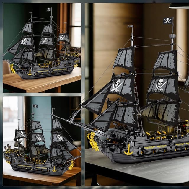 Thumbnail 6 de Reobrix 66036 Nave Pirata Black Pearl Perla Nera con luci LED, set di costruzione in mattoncini (14+)