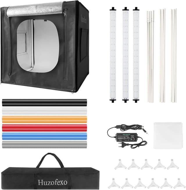 Thumbnail 6 de Huzofexo Professional Dimmable Shooting Tent Kit with CRI98 LED Light and 6 Backdrops (60cm) – Rotatable light box photo studio