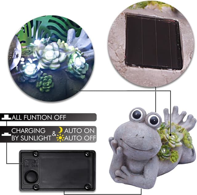 Thumbnail 4 de TERESA'S COLLECTIONS Solar Frosch Gartenfigur 8cm mit Solarlampe