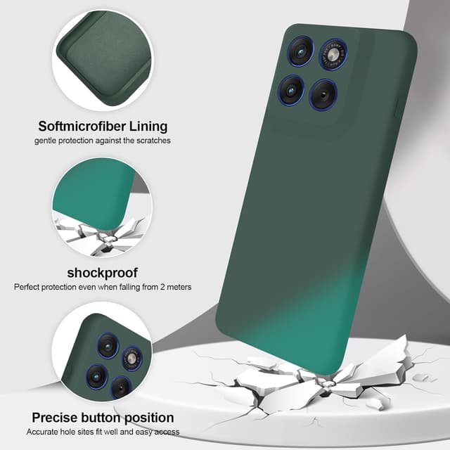 Detalle de GiiYoon Liquid-Silicone Handyhülle für Motorola Edge 70 (grün) – Rundumschutz mit weichem Mikrofaserfutter