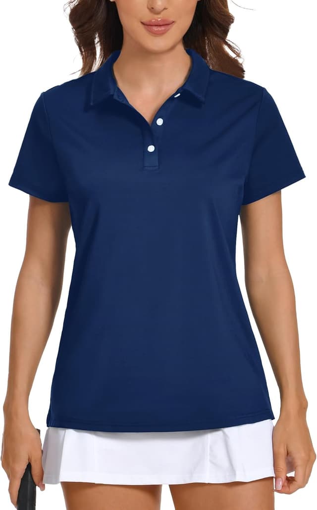 Detalle de KEFITEVD Women’s Short Sleeve Quick Dry Polo Shirt with UPF 50+ Sun Protection
