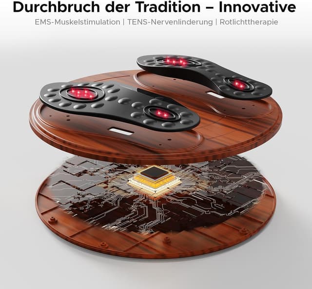 Detalle 2 de Durchblutungsstimulator für Beine mit Rotlichttherapie, EMS/TENS Fußmassagegerät (4 Elektrodenpads)
