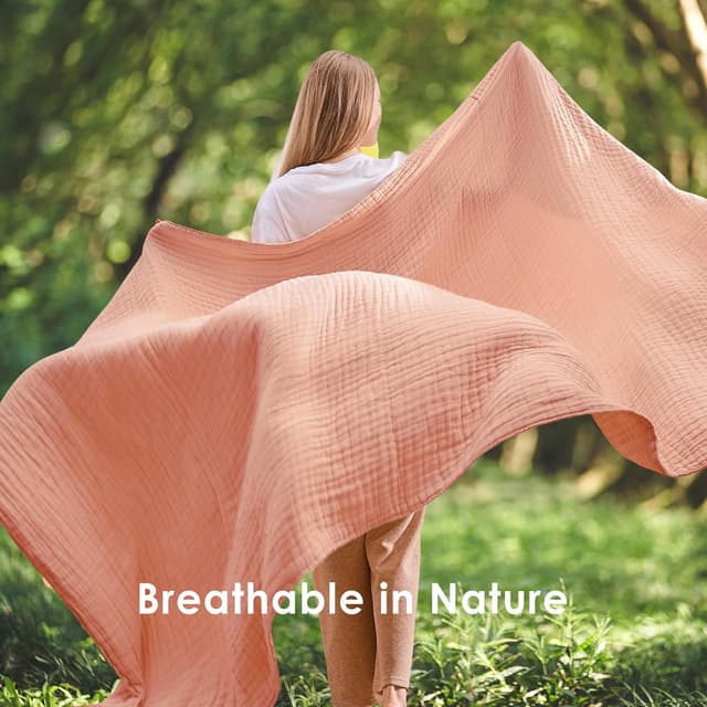 Thumbnail 6 de EMME Musselin-Decke für Erwachsene (100% Baumwolle) 230 x 230 cm – rosa, 4-lagig, vorgewaschen