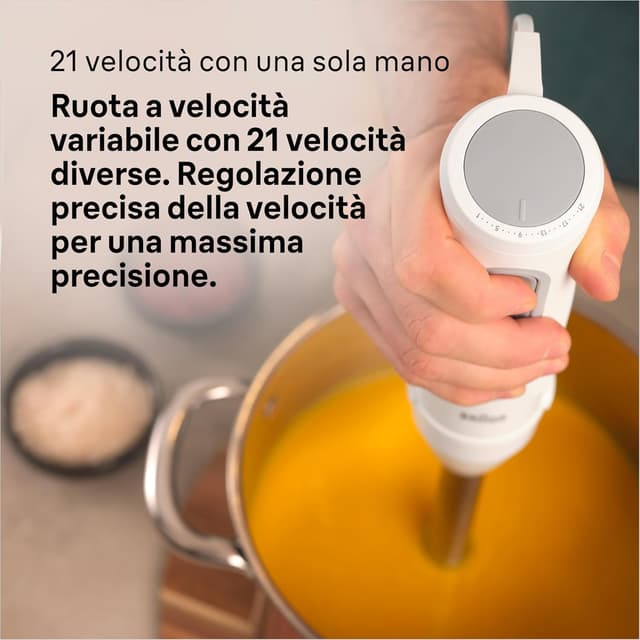 Detalle de Braun MultiQuick5 MQ50.001M minipimer con 21 velocità, 1000W e 5 anni di assistenza (bianco)