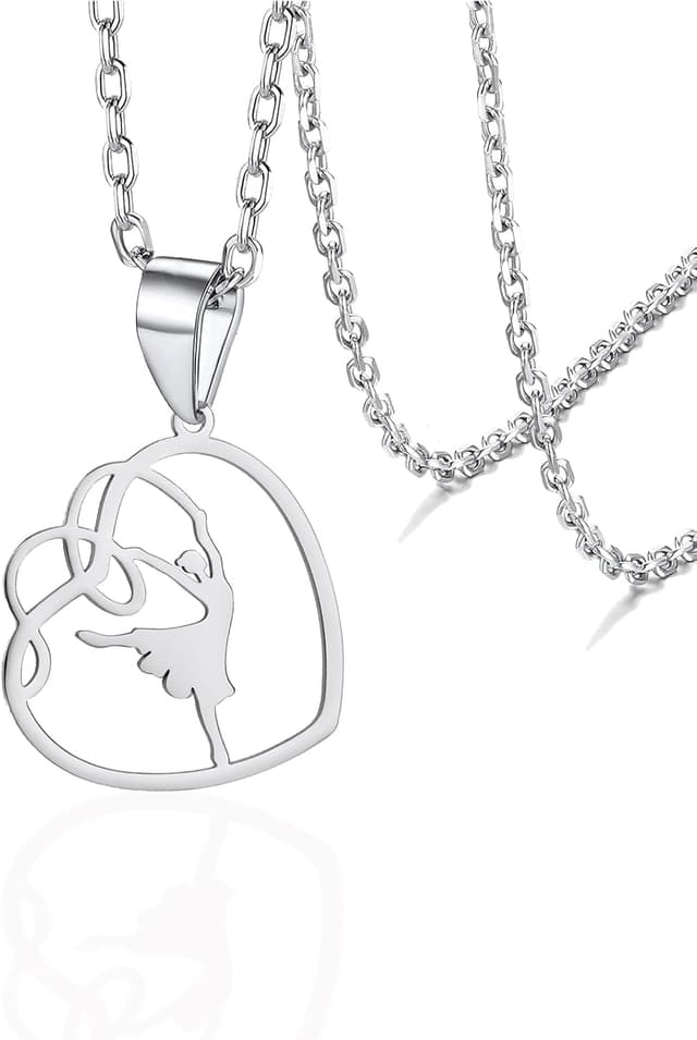Detalle de VASSAGO Ballerina-Ballett-Halskette mit Herz-Anhänger – Geschenk für Mädchen und Frauen