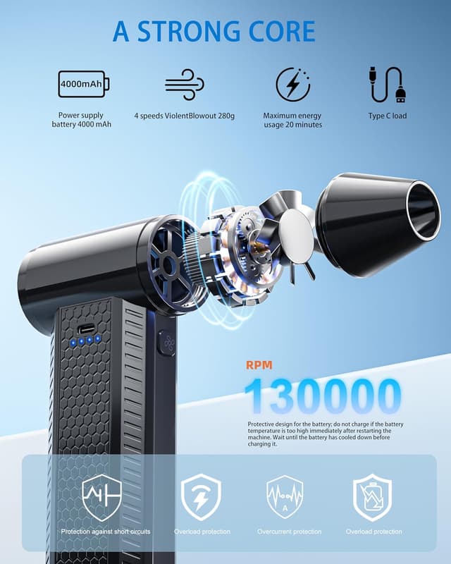 Thumbnail 3 de Compressed Air Duster 130000RPM Cordless