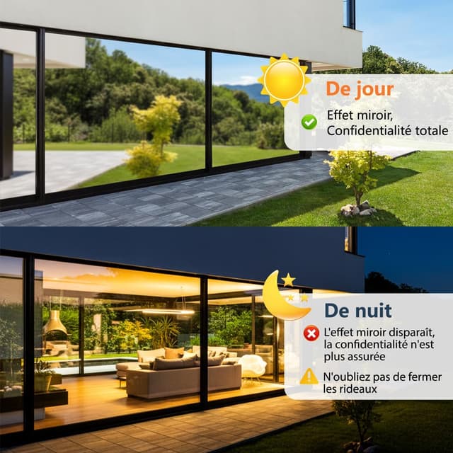 Detalle de Film fenêtre Zindoo Anti-UV et anti-regard effet miroir électrostatique 44,5 x 200 cm