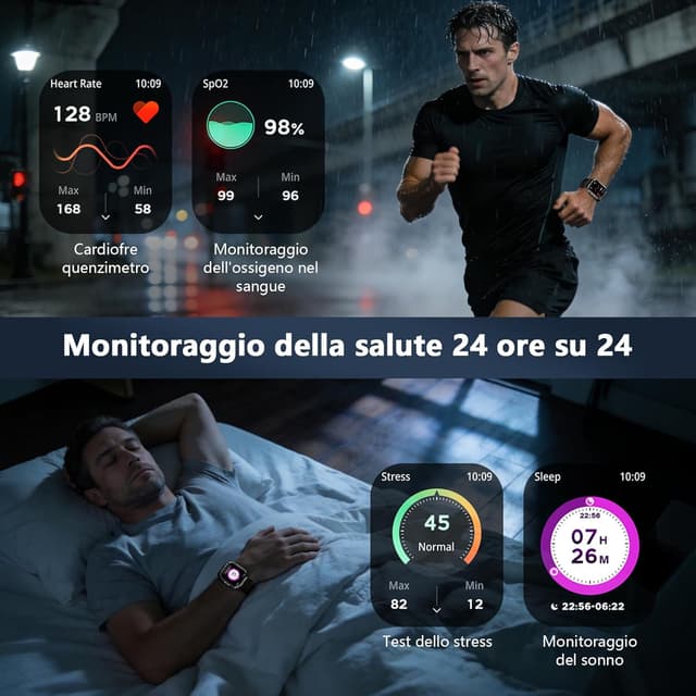 Detalle de Blackview Smartwatch Uomo W70Pro: chiamate Bluetooth, fitness e bussola con display 2.01" militare