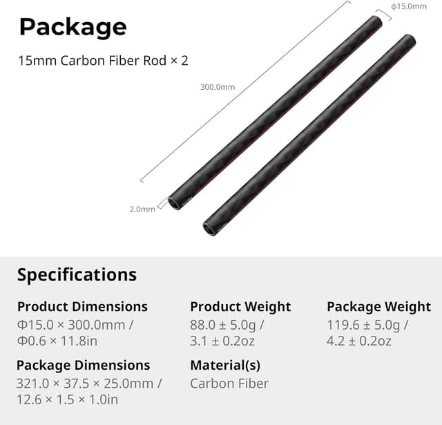 Thumbnail 6 de SmallRig 15-mm Carbonfaserstange 30 cm 5212