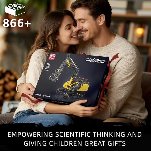 Thumbnail 6 de Mould King 17077 Technik Pelle chenillée avec pince hydraulique en bois (version statique)