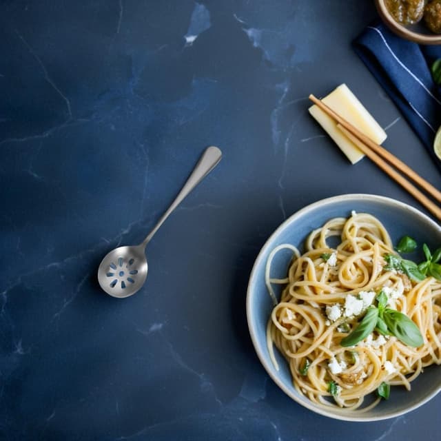 Detalle de MAGICLULU Servierlöffel mit Löchern – kleiner Schlitzlöffel zum Abseihen von Nudeln und Gemüse