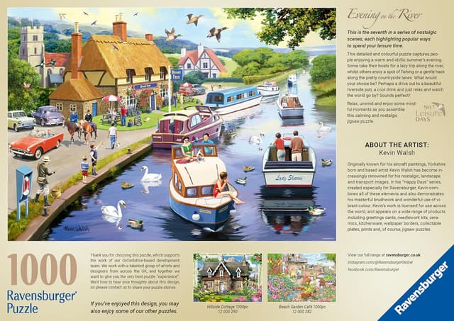Detalle de Ravensburger Leisure Days No.7 Evening on the River 1000-Piece Jigsaw Puzzle (70 x 50cm) – Age 12+