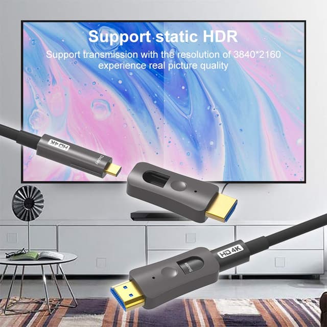 Detalle 2 de HDMI fibre cable 15M 4K 60Hz by YIWENTEC