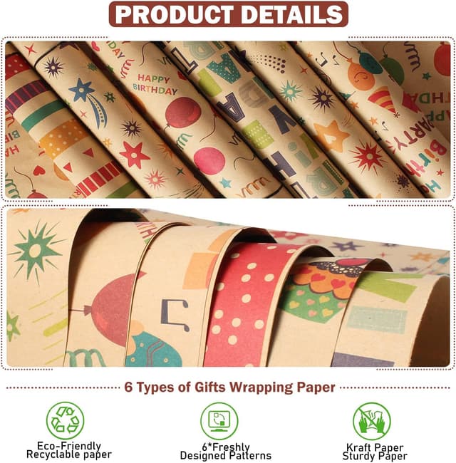 Thumbnail 2 de Gift Wrapping Paper 70x50cm 6 Pack