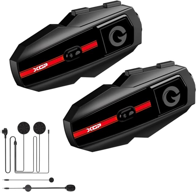 Detalle de XGP Bluetooth Motorcycle Helmet Headset Intercom (Bluetooth 5.4), IP67 Waterproof, 2 Riders Music Sharing, 2-Pack