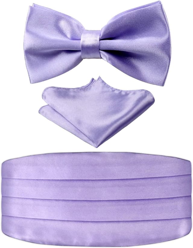 Thumbnail 6 de Alizeal Mens Solid Pre-tied Party Adjustable Bow Tie, Cummerbund & Pocket Square Gift Set